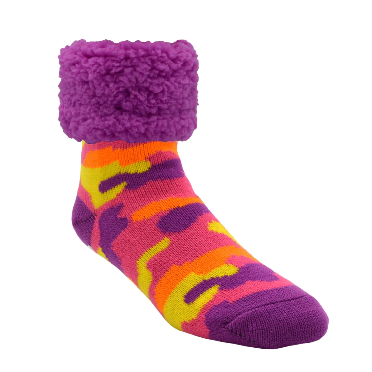 Classic Slipper Socks | Bright Coral Chevron